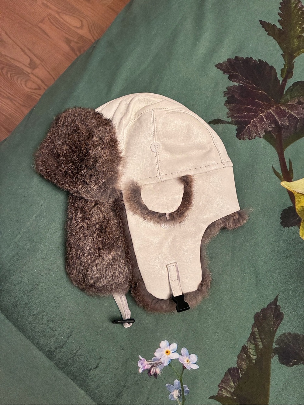 Goat Leather and Rabbit Fur Aviator Hat
